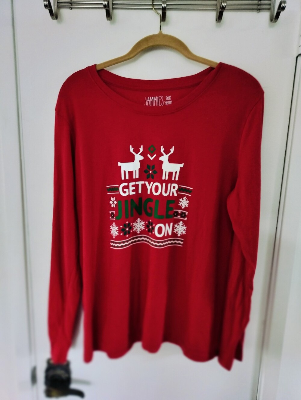 Jammies For Your Families Women's Christmas Holiday Long Sleeve Pajama Top L